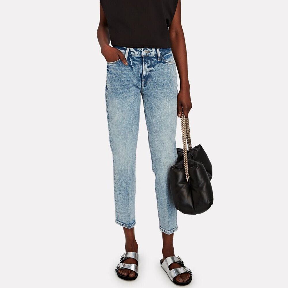 Frame Le High straight leg ankle jean in Lombard wash (light blue) size 29